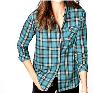 J-jill women’s Blue Plaid Button-Up Shirt size XS